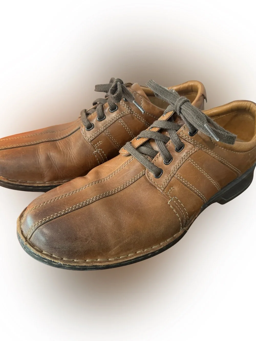 Clarks Brown Leather Lace-Up Oxford Shoes Size 11W